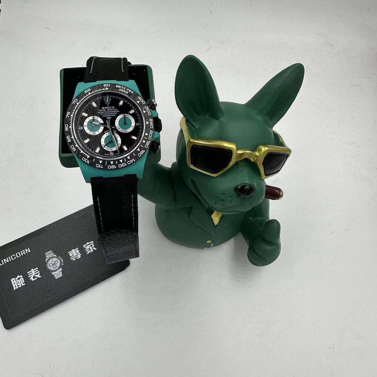 DIW廠改裝 ROLEX勞力士 碳纖維迪通拿 4130機芯 黑面綠殼