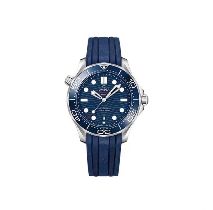 VS廠 OMEGA 歐米茄 海馬系列 42mm 精鋼藍盤 橡膠錶帶 自動機械腕錶男 日曆防磁防水多功能天文台表瑞士手錶
