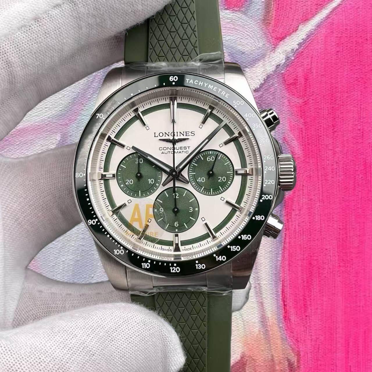 AF廠 高仿復刻浪琴康卡斯計時 綠熊貓盤 42mm 7750機芯