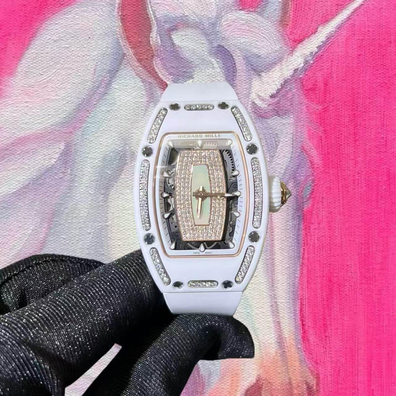  改裝定制 高仿 Richard Mille 理查德米勒女士 RM07-01 LADIES 鏤空鑲鑽腕錶